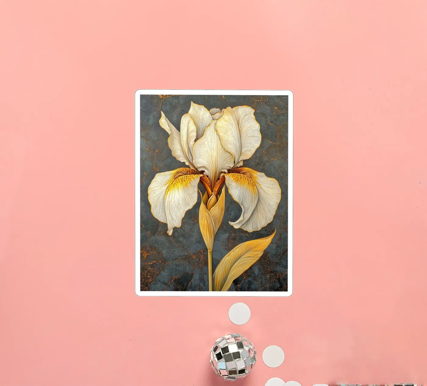 Witte iris sticker van Art-Nouveau-Dsg