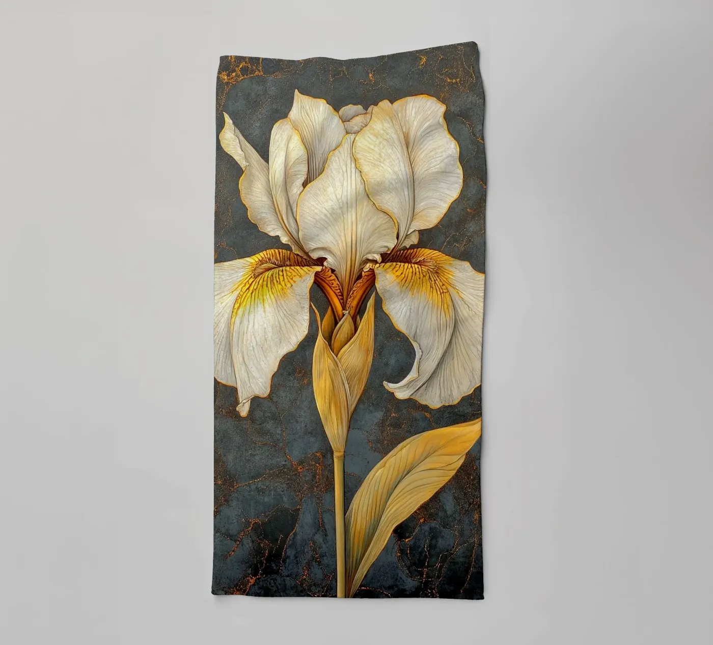 Witte iris badhanddoek van Art-Nouveau-Dsg