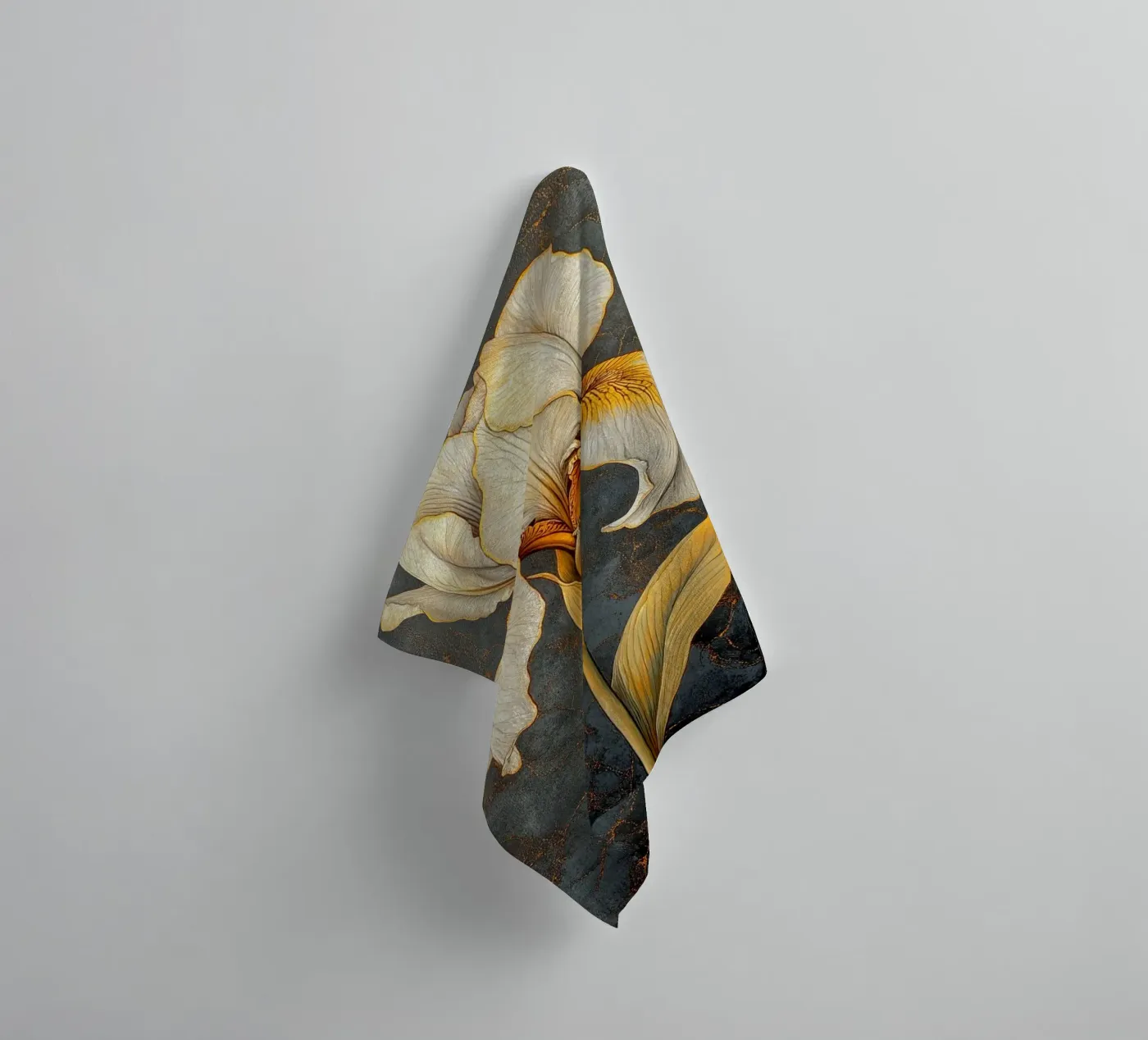 Witte iris badhanddoek van Art-Nouveau-Dsg