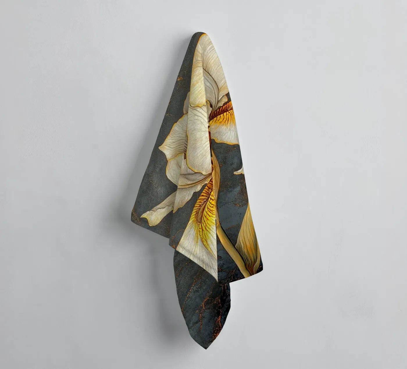 Witte iris badhanddoek van Art-Nouveau-Dsg