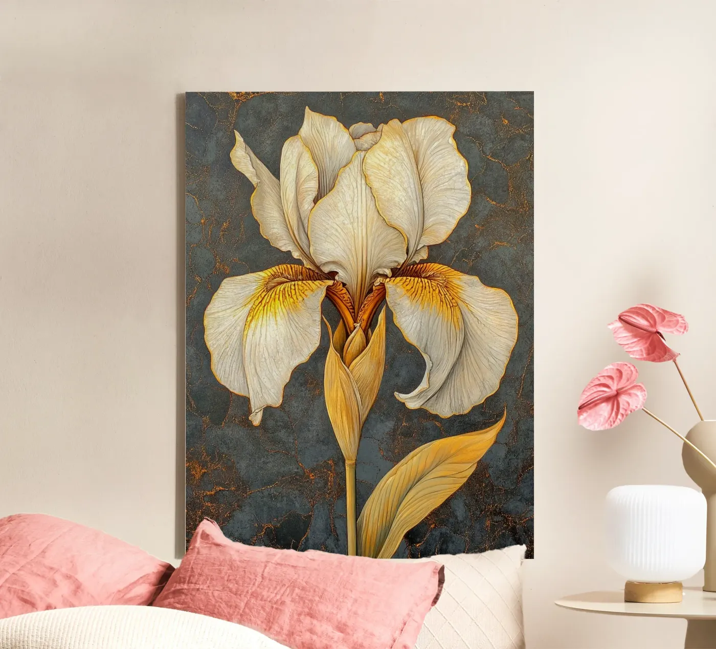 Iris bianco tela da Art-Nouveau-Dsg
