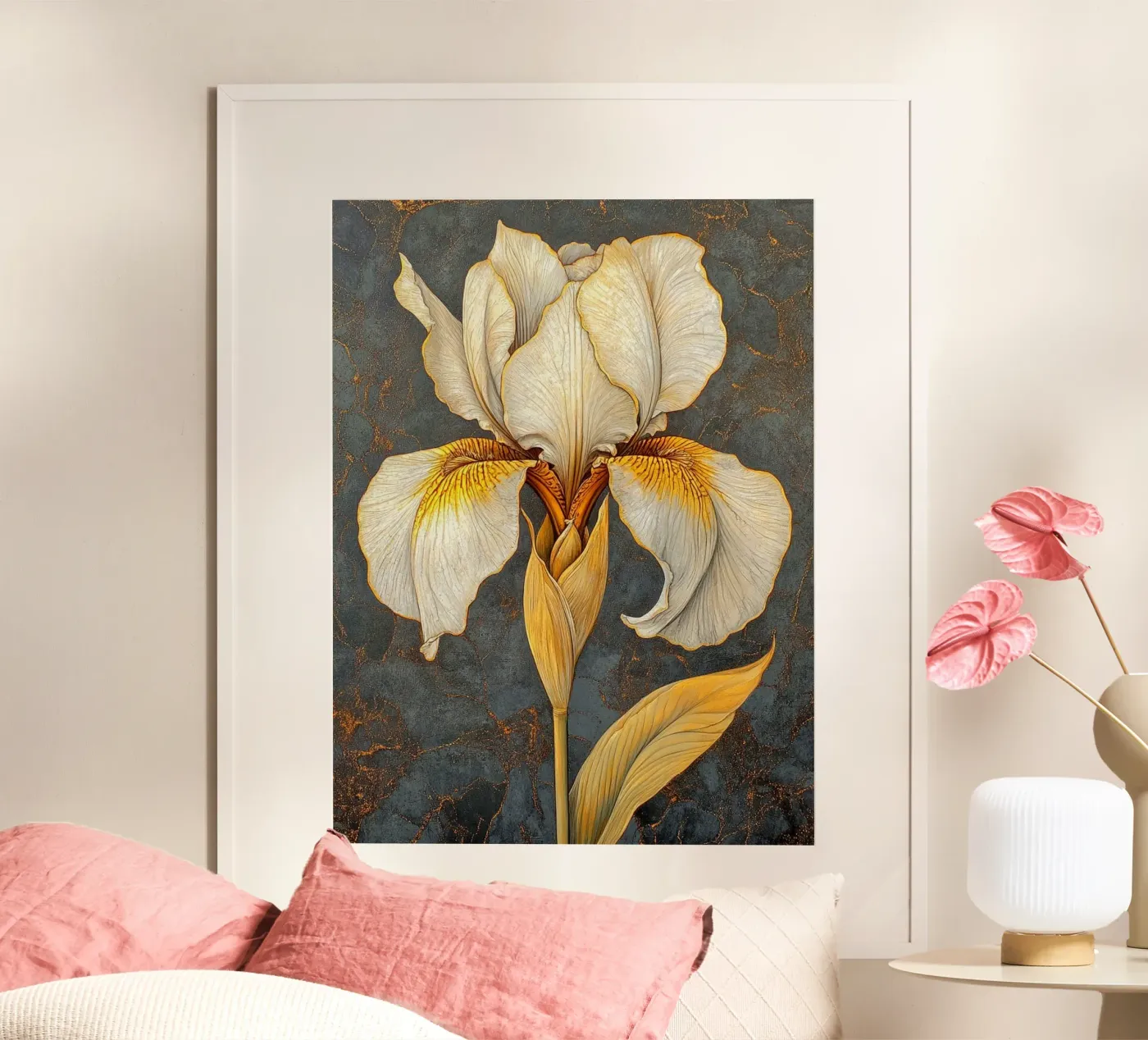 Witte iris poster van Art-Nouveau-Dsg