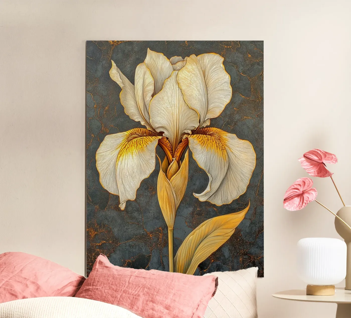 Weiße Iris Poster von Art-Nouveau-Dsg