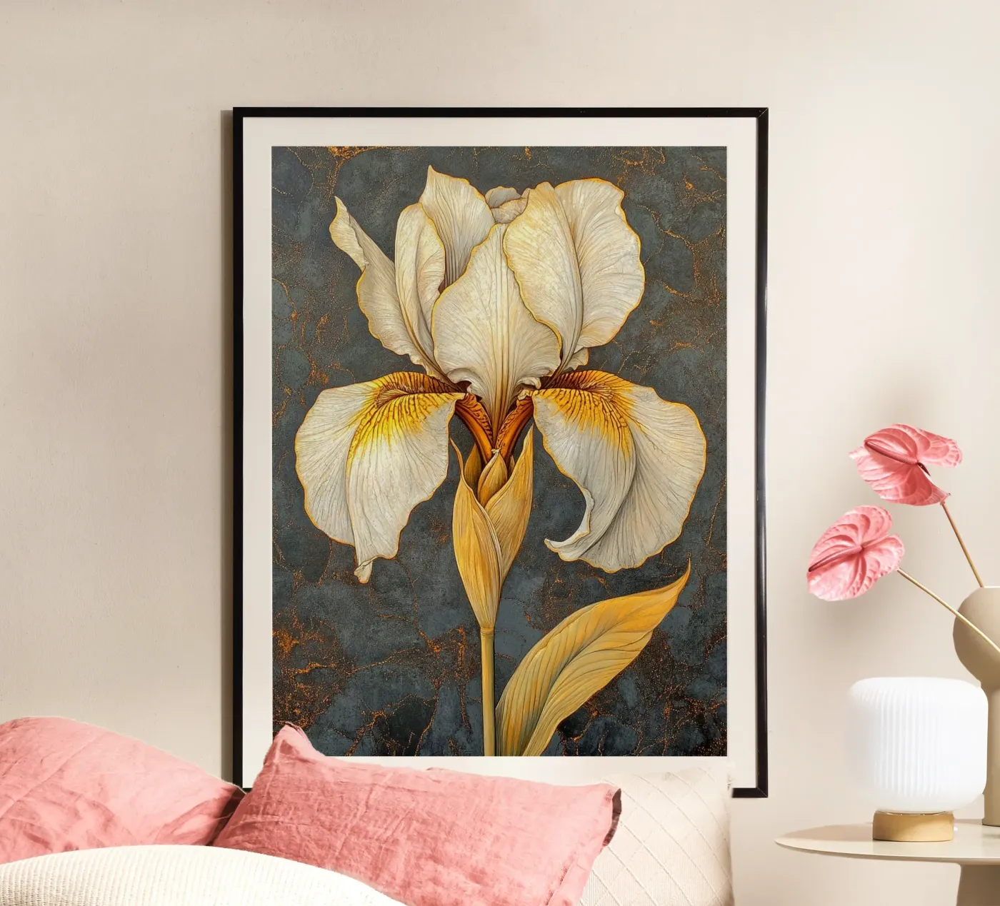 Weiße Iris Poster von Art-Nouveau-Dsg