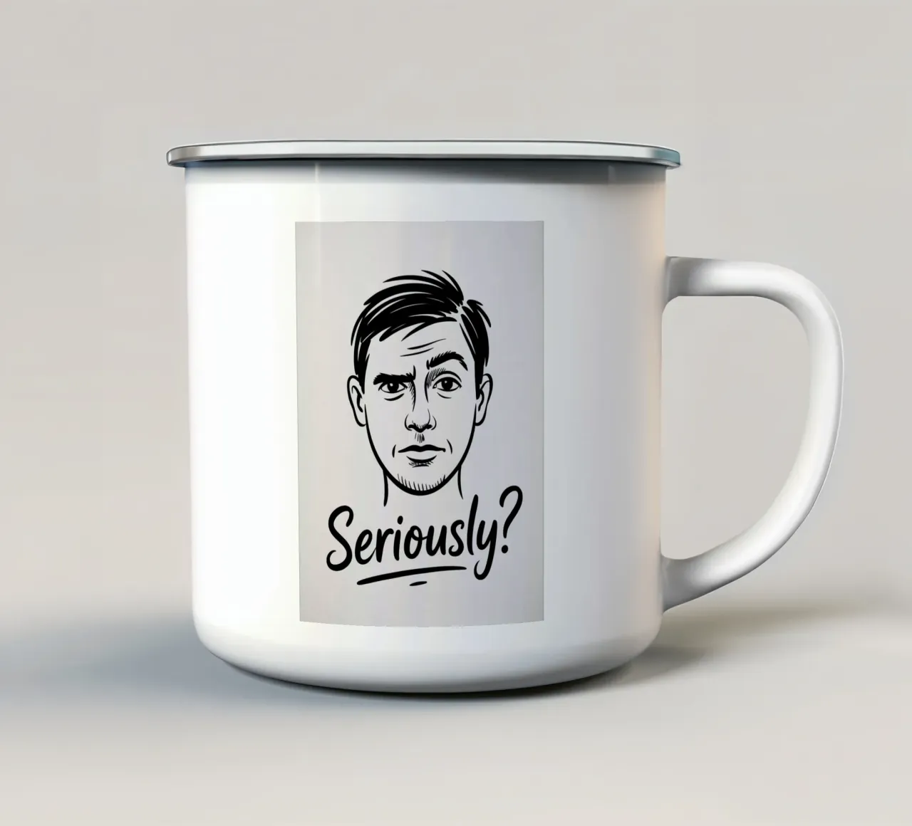 "Davvero?" - Lo sguardo che dice tutto tazza in smalto da logic
