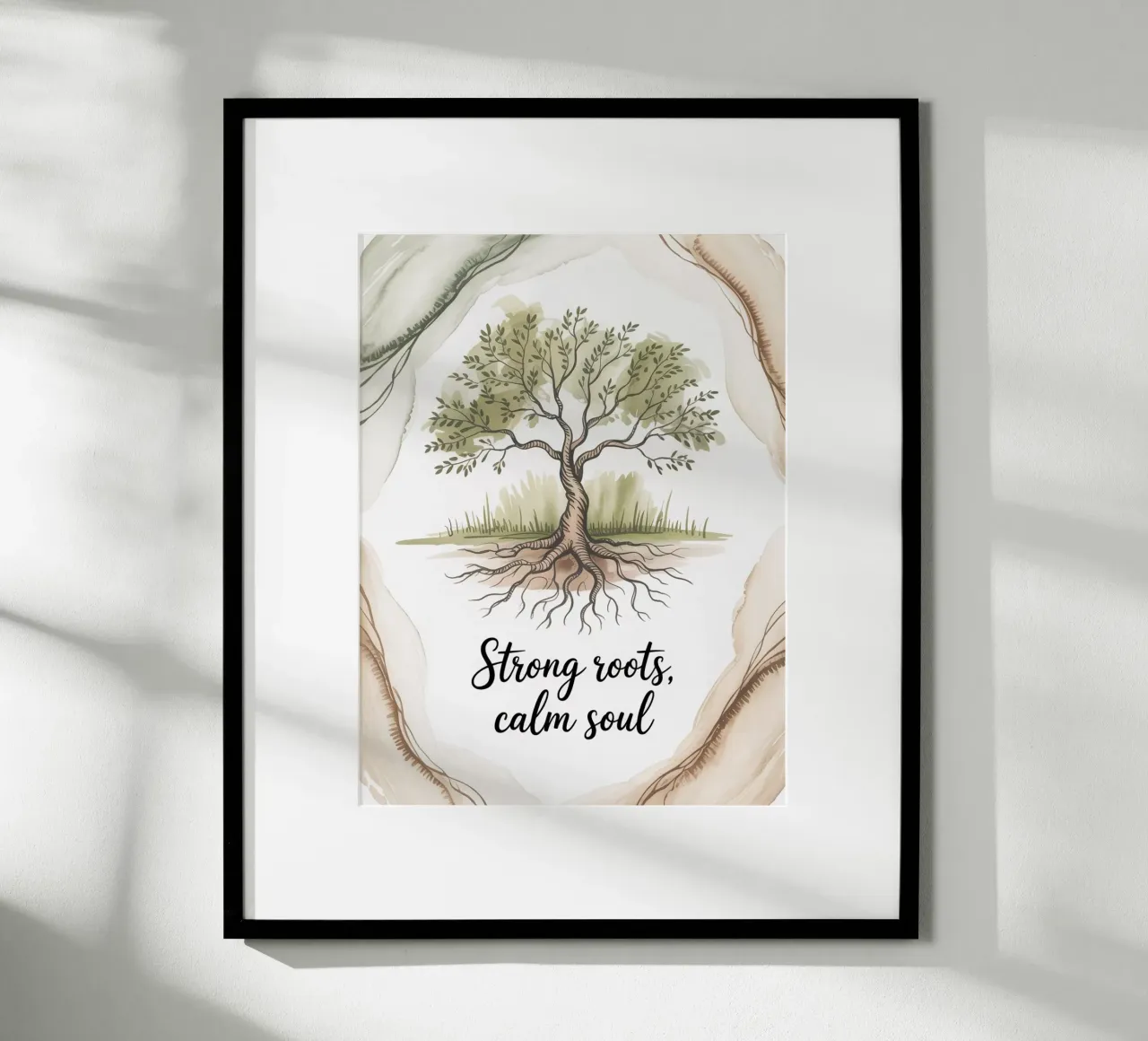 "Radici forti, anima calma" - La saggezza della natura poster con telaio in plastica da logic