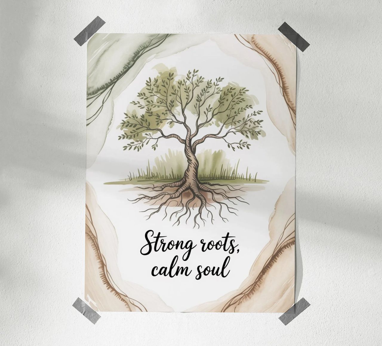 "Des racines fortes, une âme calme" - La sagesse de la nature poster de logic