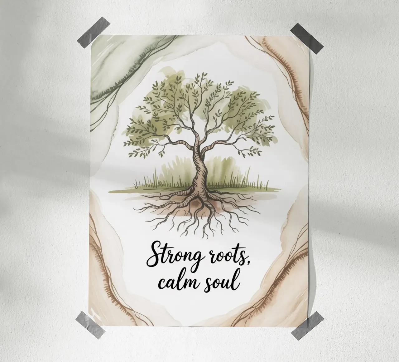 "Radici forti, anima calma" - La saggezza della natura poster con telaio in plastica da logic