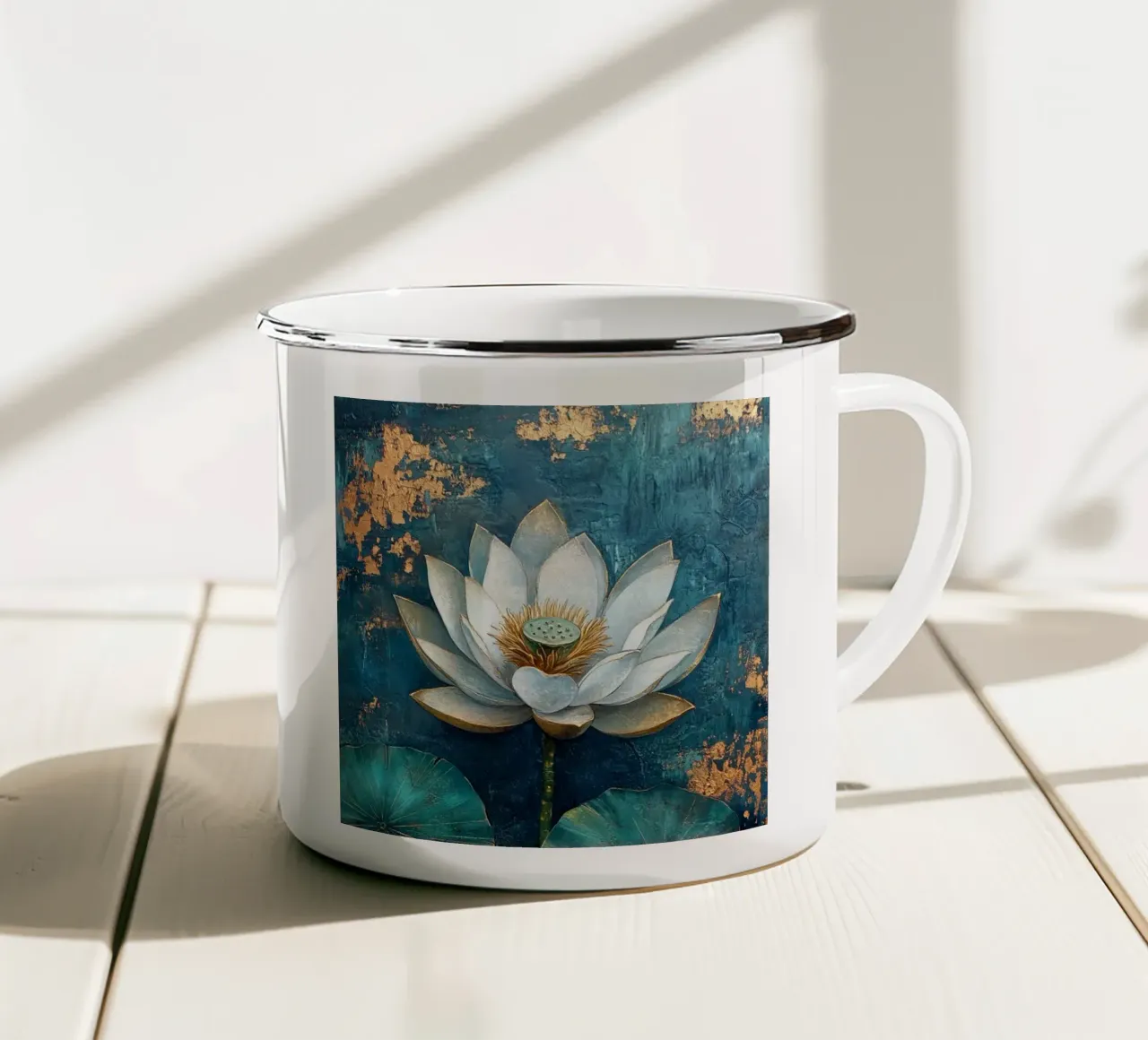 Loto bianco tazza in smalto da Art-Nouveau-Dsg