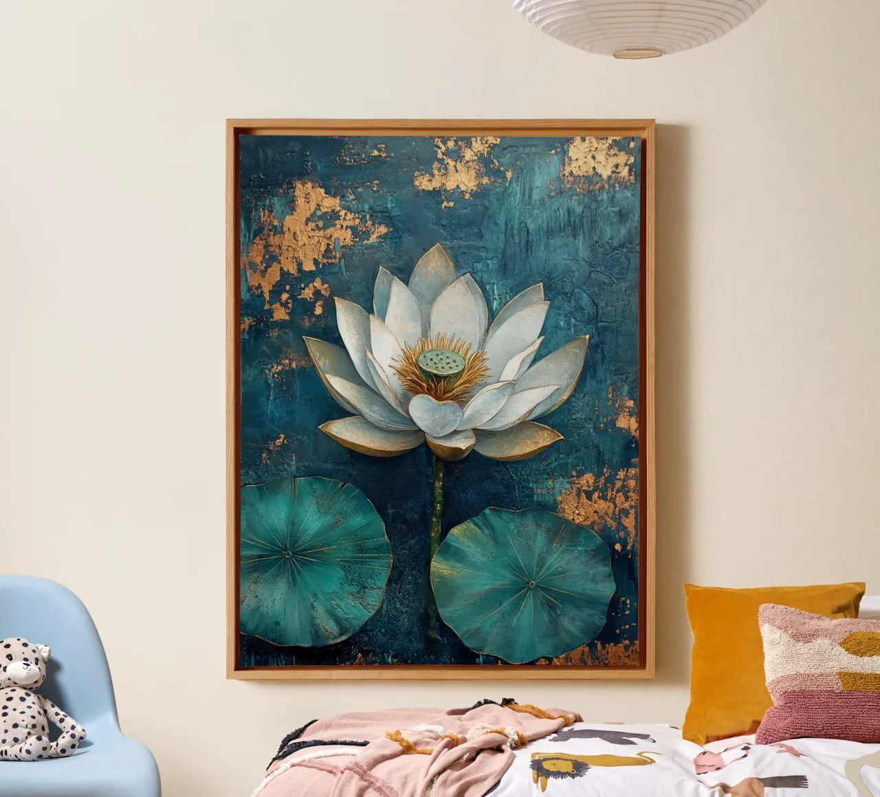 Witte lotus canvas van Art-Nouveau-Dsg