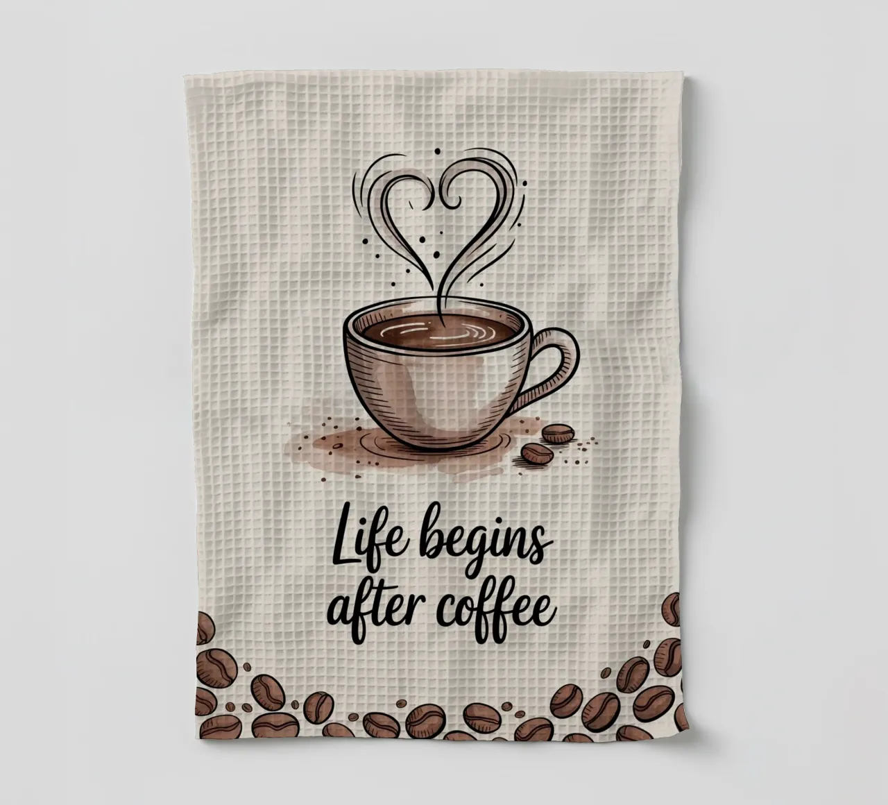 "Das Leben beginnt nach dem Kaffee" - Morgenritual Kunst Geschirrtuch von logic