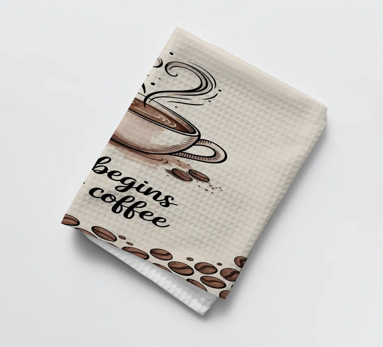 "Das Leben beginnt nach dem Kaffee" - Morgenritual Kunst Geschirrtuch von logic