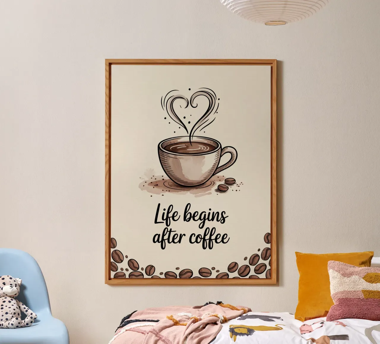 "Das Leben beginnt nach dem Kaffee" - Morgenritual Kunst Alu-Dibond von logic