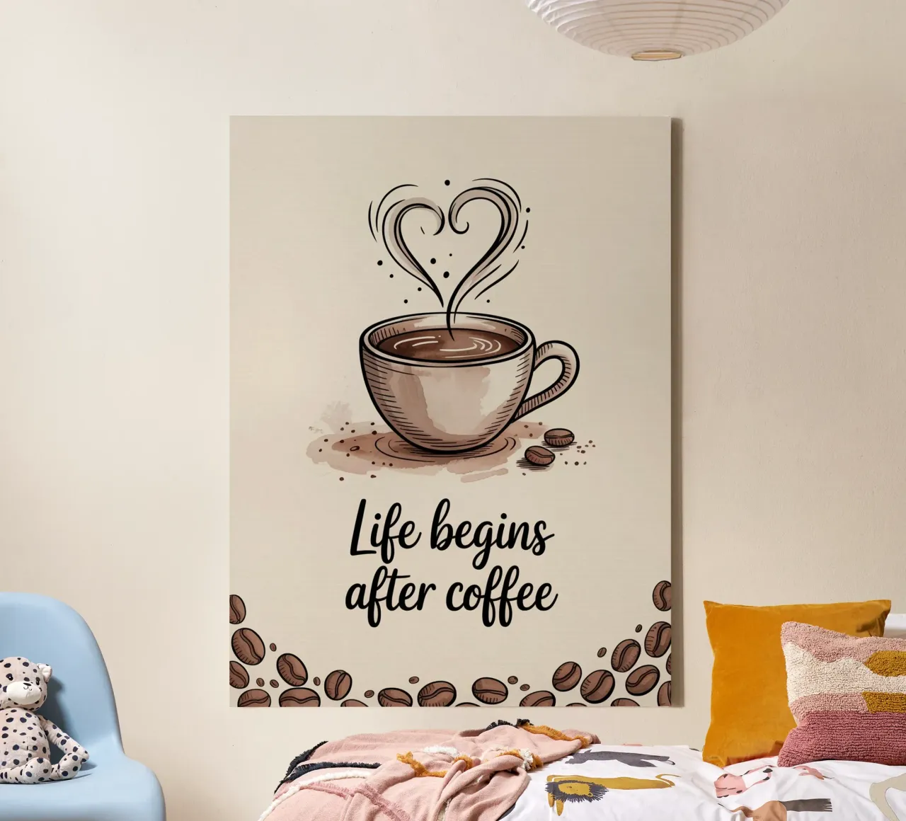 "Das Leben beginnt nach dem Kaffee" - Morgenritual Kunst Leinwand von logic
