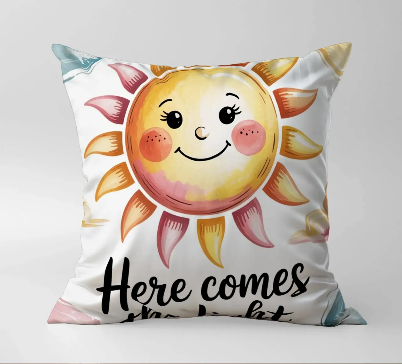"Here Comes the Light" - Poster per il sorriso solare cuscino da logic