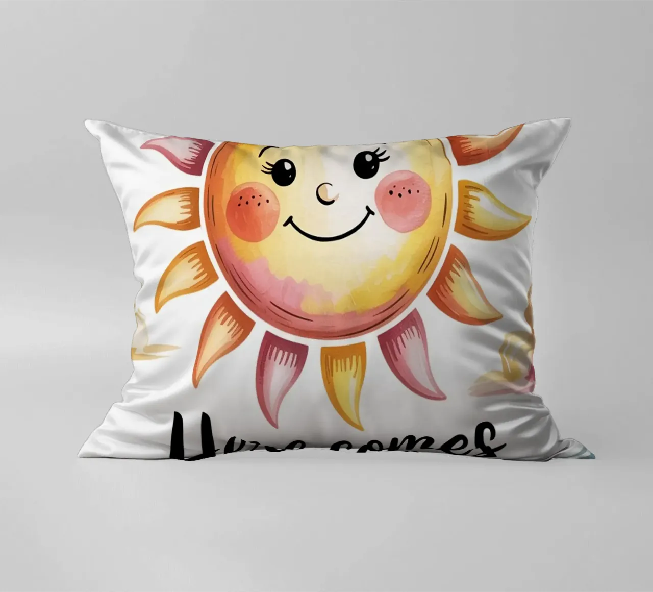 "Here Comes the Light" - Poster per il sorriso solare cuscino da logic