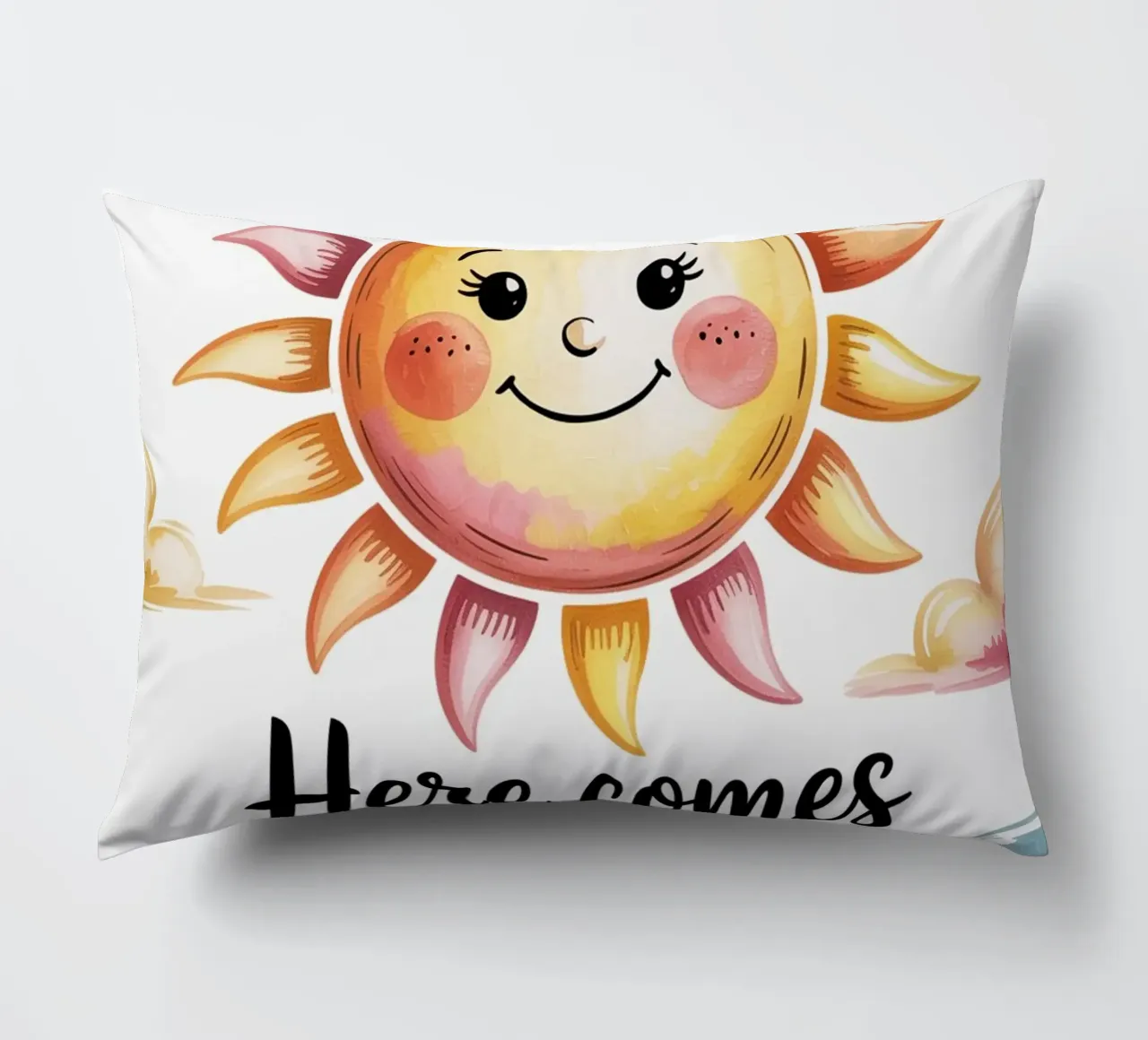 "Here Comes the Light" - Poster per il sorriso solare cuscino da logic