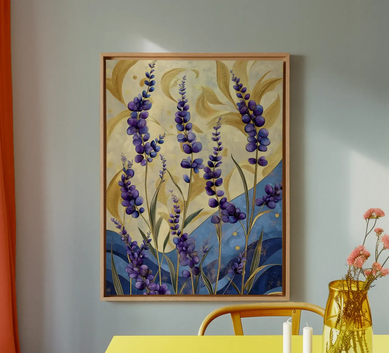 Lavanda calda tela con Cornice a cassetta da Art-Nouveau-Dsg