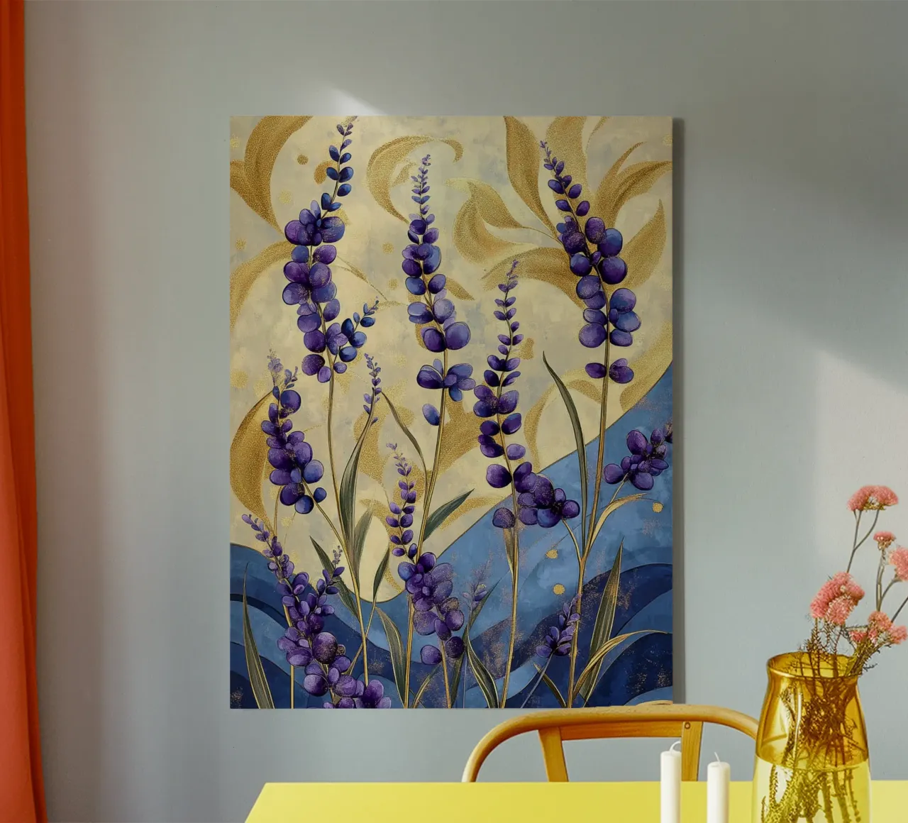 Lavanda calda tela con Cornice a cassetta da Art-Nouveau-Dsg