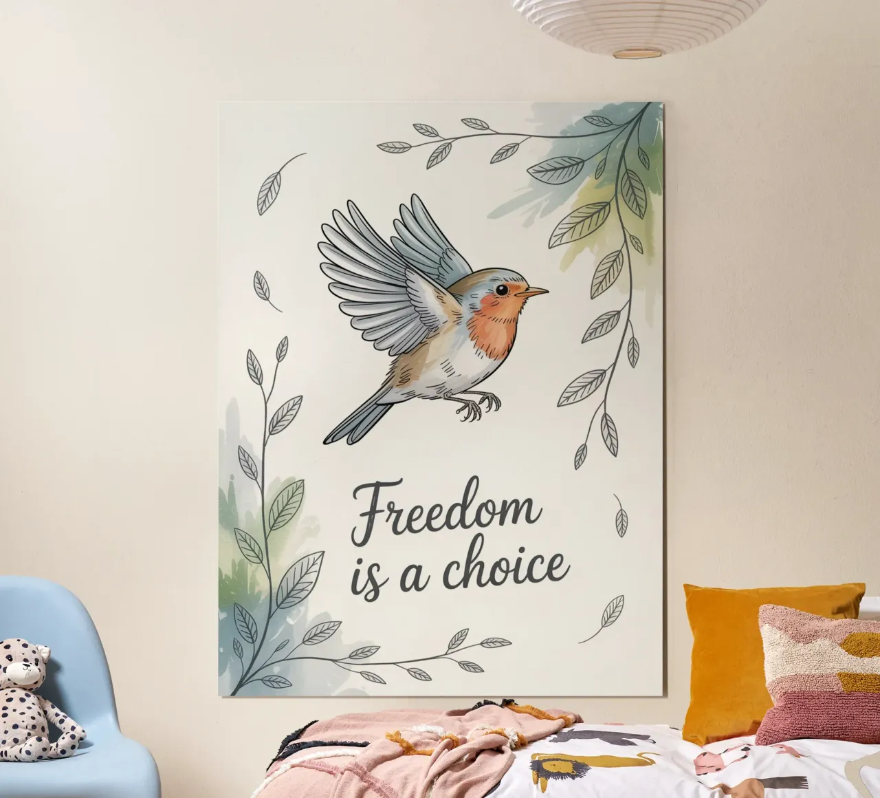 "La libertà è una scelta" - Uccello in volo poster con telaio in alluminio da logic