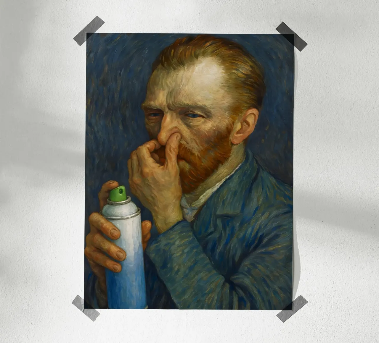 Vincent Van Gogh Divertente WC per il bagno poster con telaio in legno da ARTOMATIC