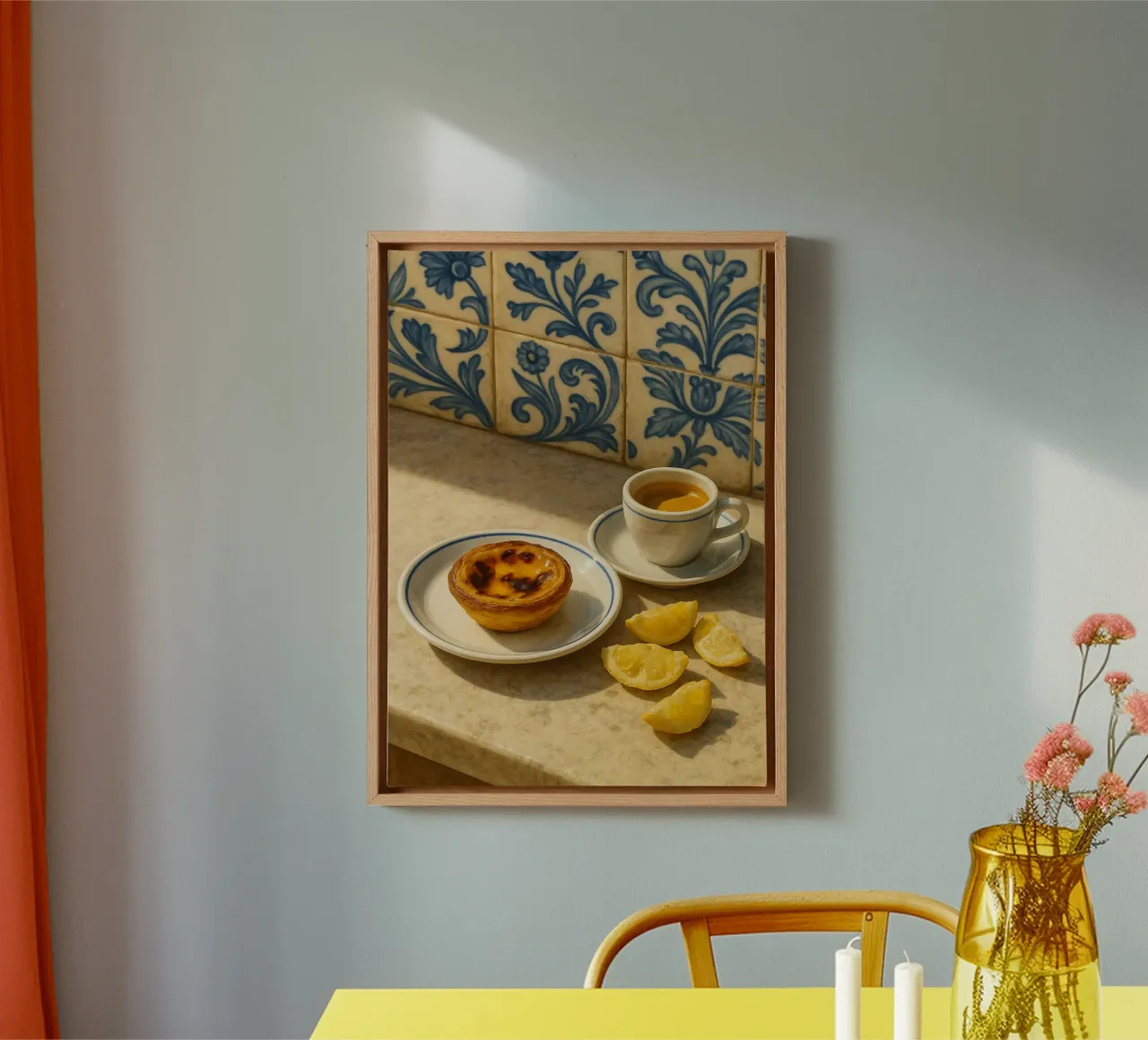 Pastéis and Espresso canvas with Floater frame by Mosaic Dialogue