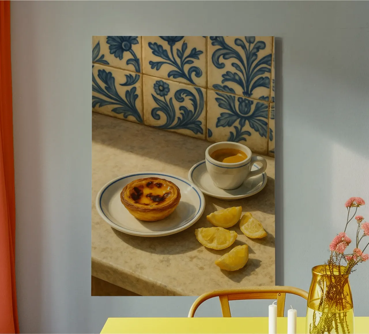 Pastéis and Espresso canvas with Floater frame by Mosaic Dialogue