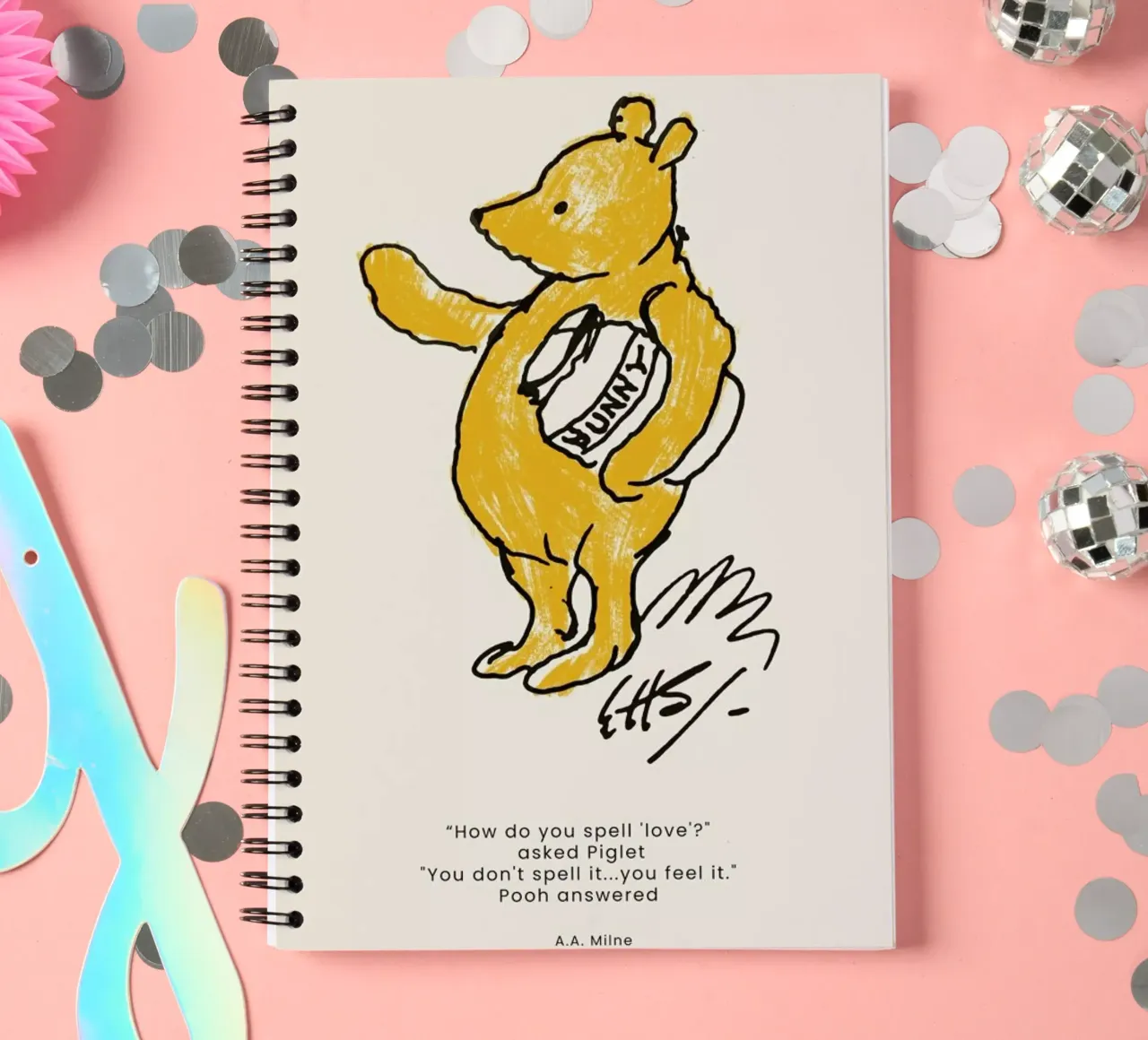 Pooh spiral notebook by Vintage by JUNIQE