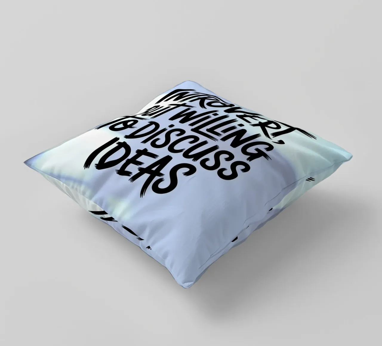 "Introvert, But Willing to Discuss Ideas" – Soft Edition decorative cushion by logic