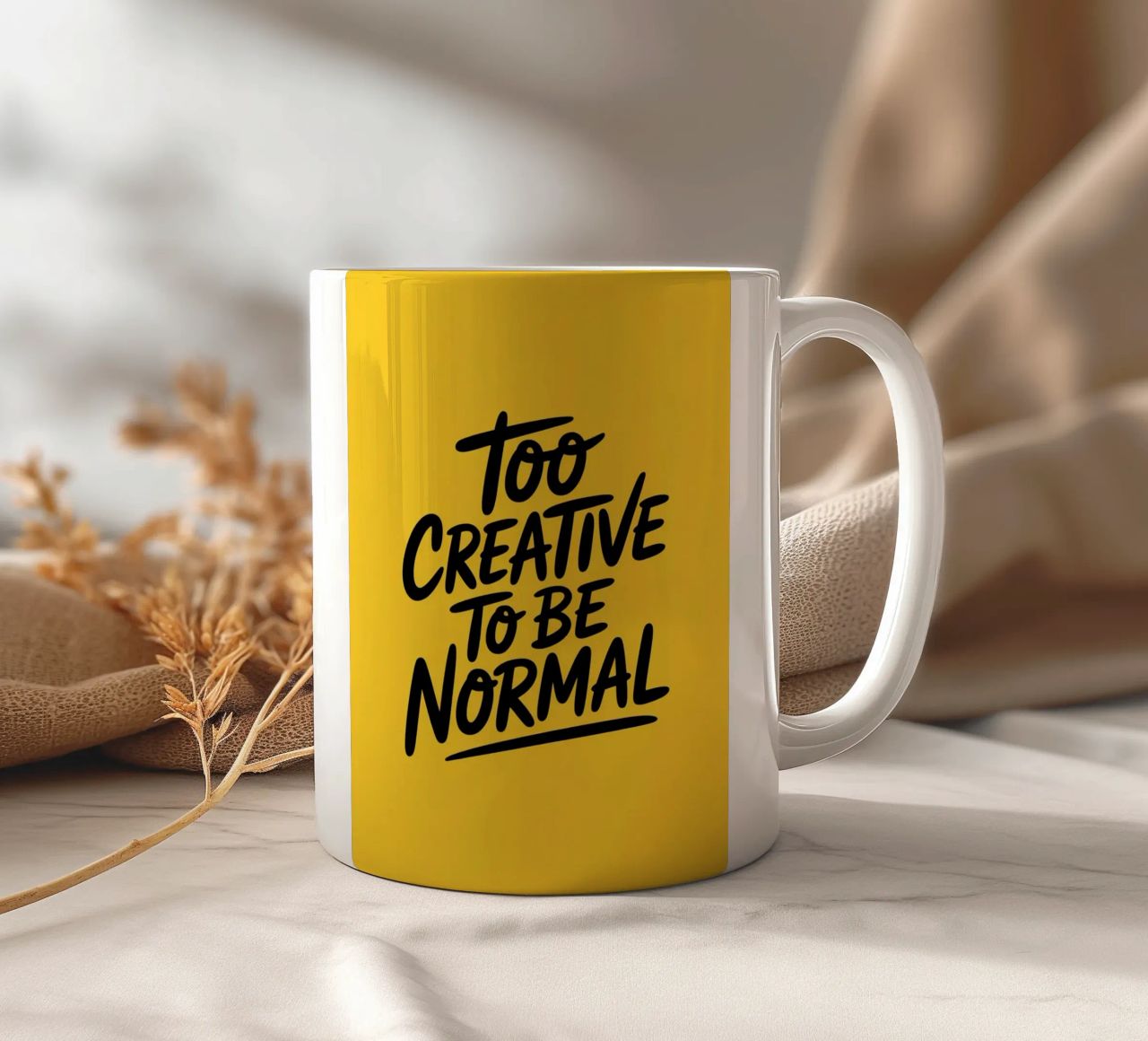 "Troppo creativo per essere normale" - Minimal Vibes tazza in ceramica da logic