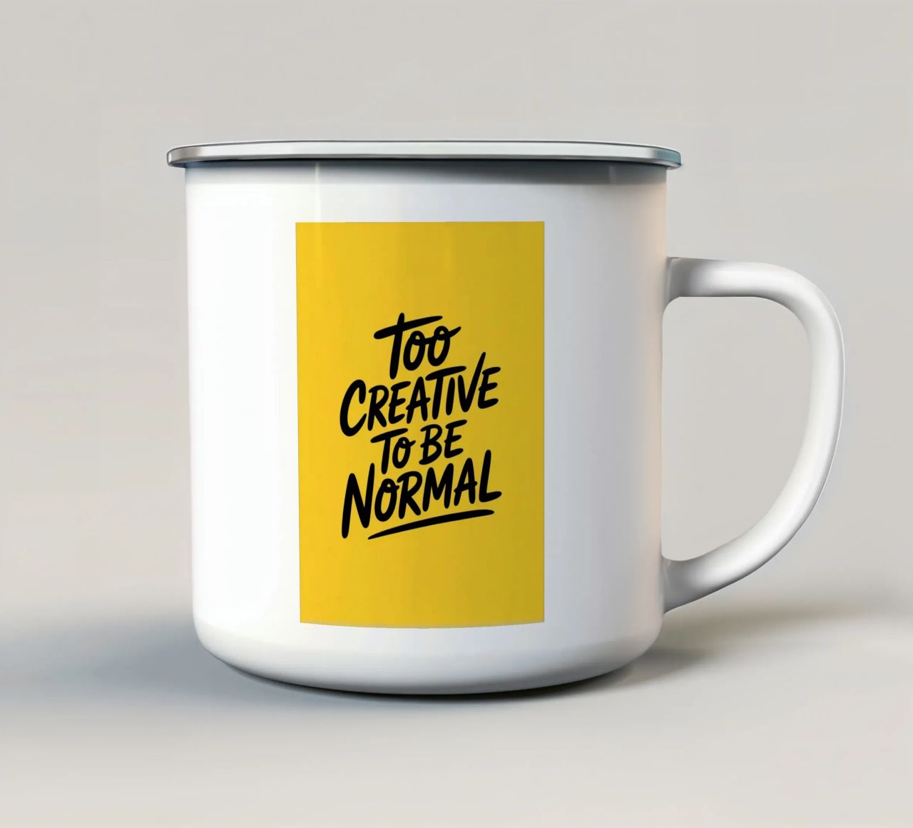 "Troppo creativo per essere normale" - Minimal Vibes tazza in smalto da logic