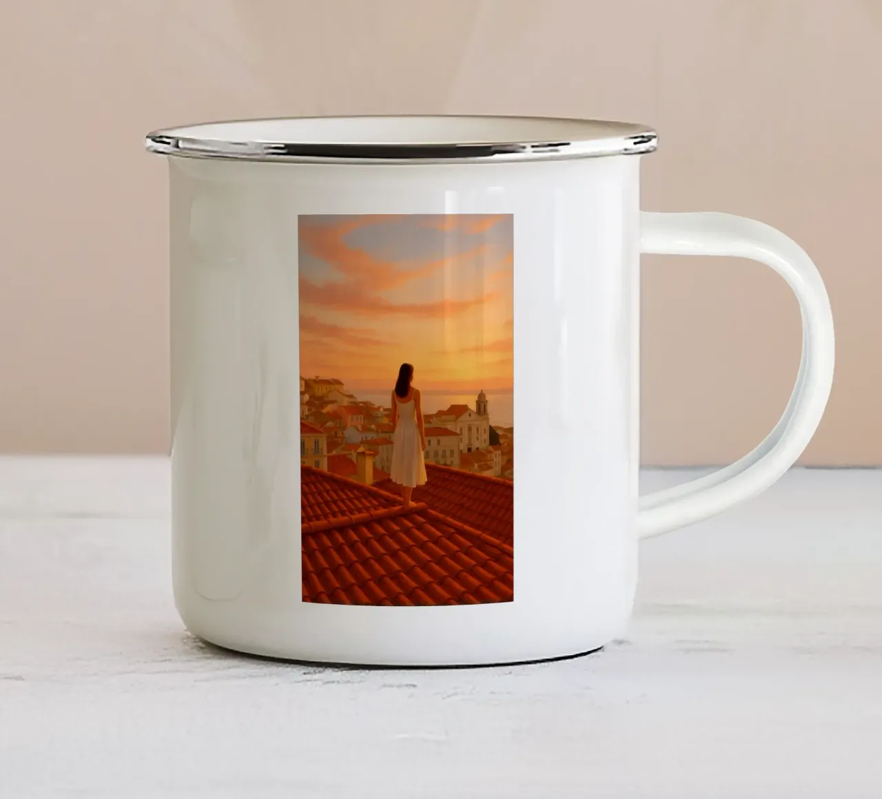 Sunset Rooftops tazza in smalto da Mosaic Dialogue