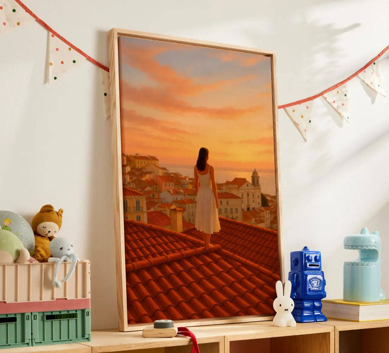 Sunset Rooftops canvas met Baklijst van Mosaic Dialogue