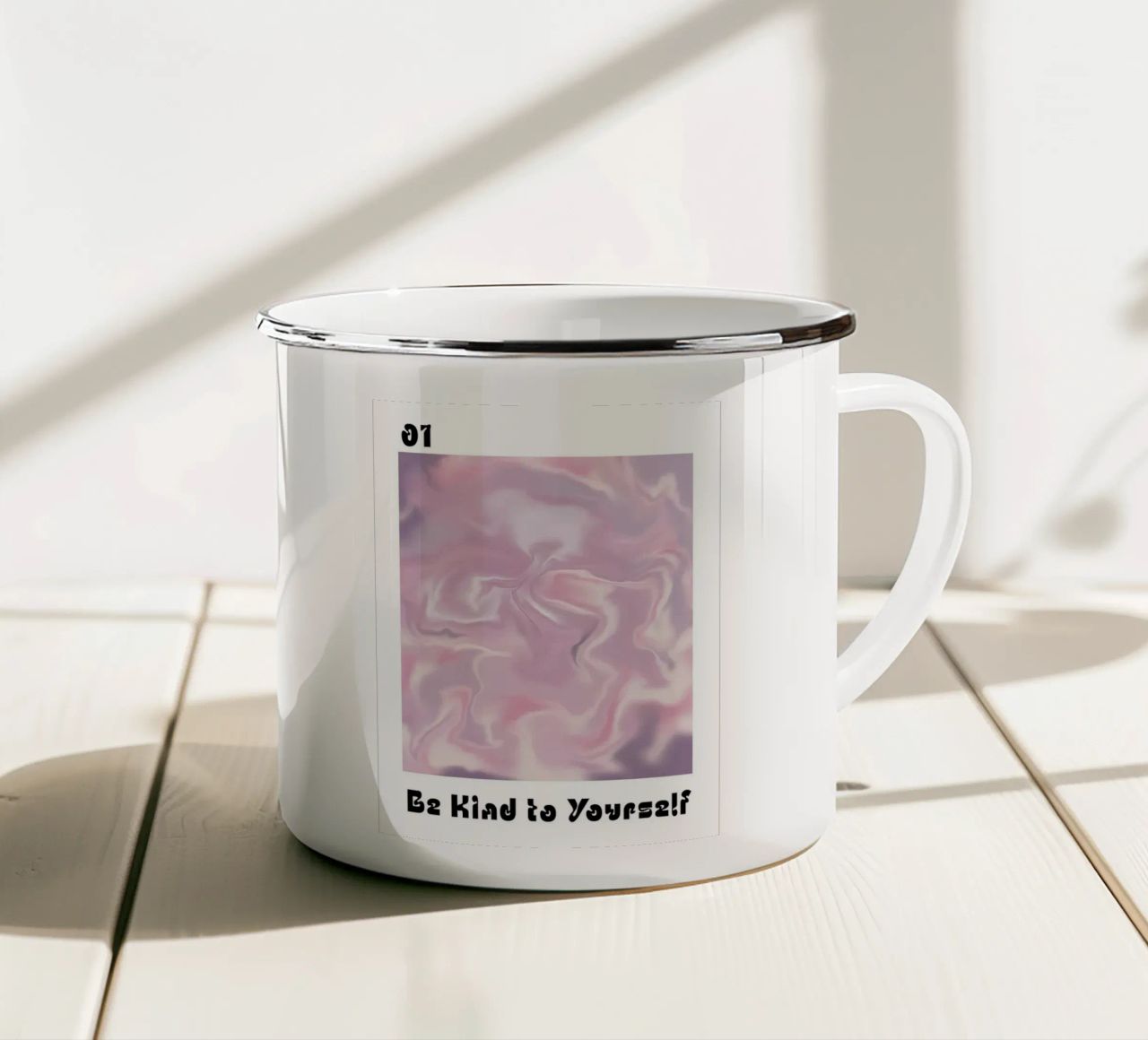 Siate gentili con voi stessi tazza in smalto da saunder Shop