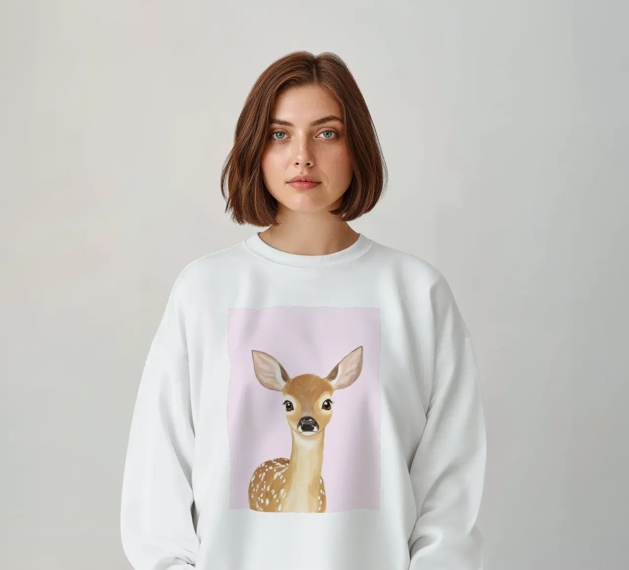 Cute Nursery Print, Fawn Poster, Deer Print Playroom Art sweatshirt by Little Lola