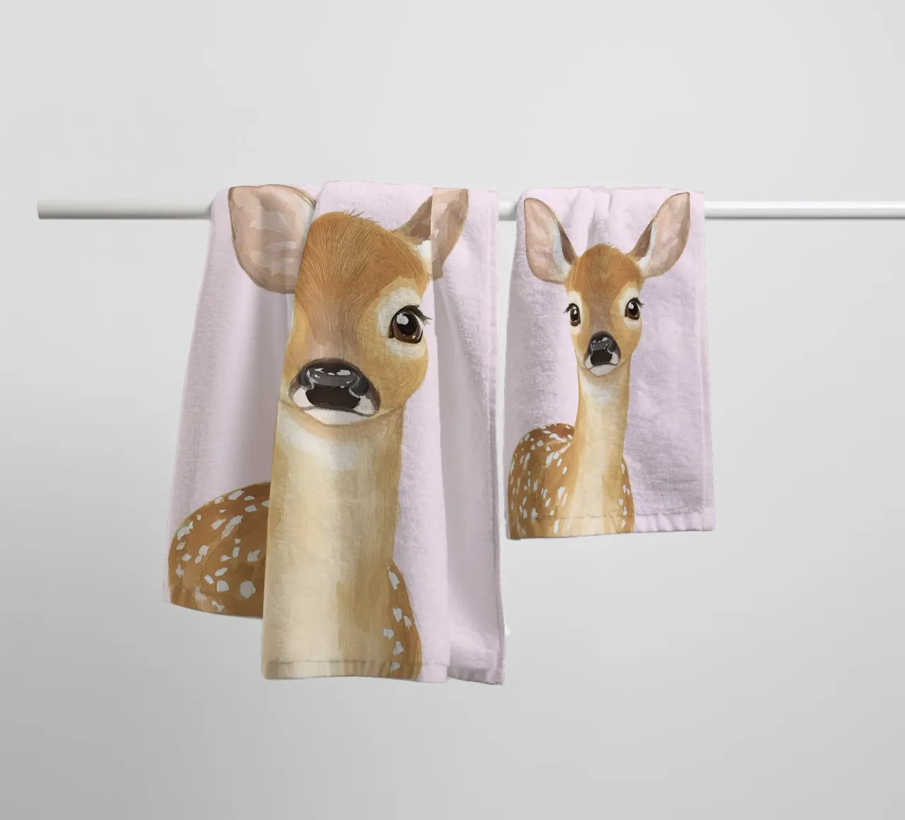Cute Nursery Print, Fawn Poster, Deer Print Playroom Art towel by Little Lola