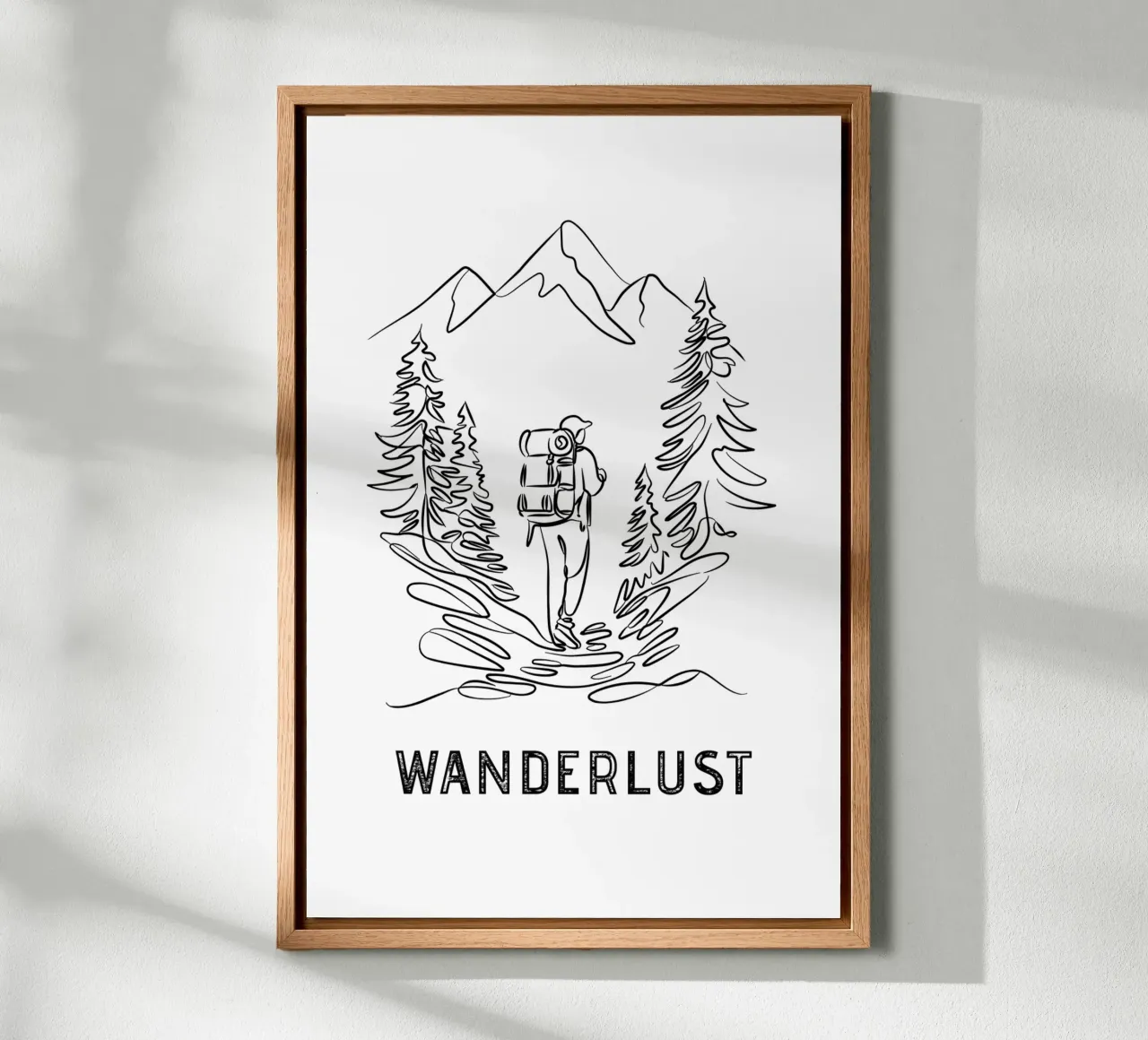 Wanderlust - Line Art canvas with Floater frame by pierosvisuals