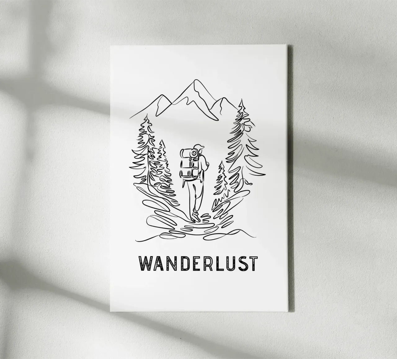 Wanderlust - Line Art canvas with Floater frame by pierosvisuals