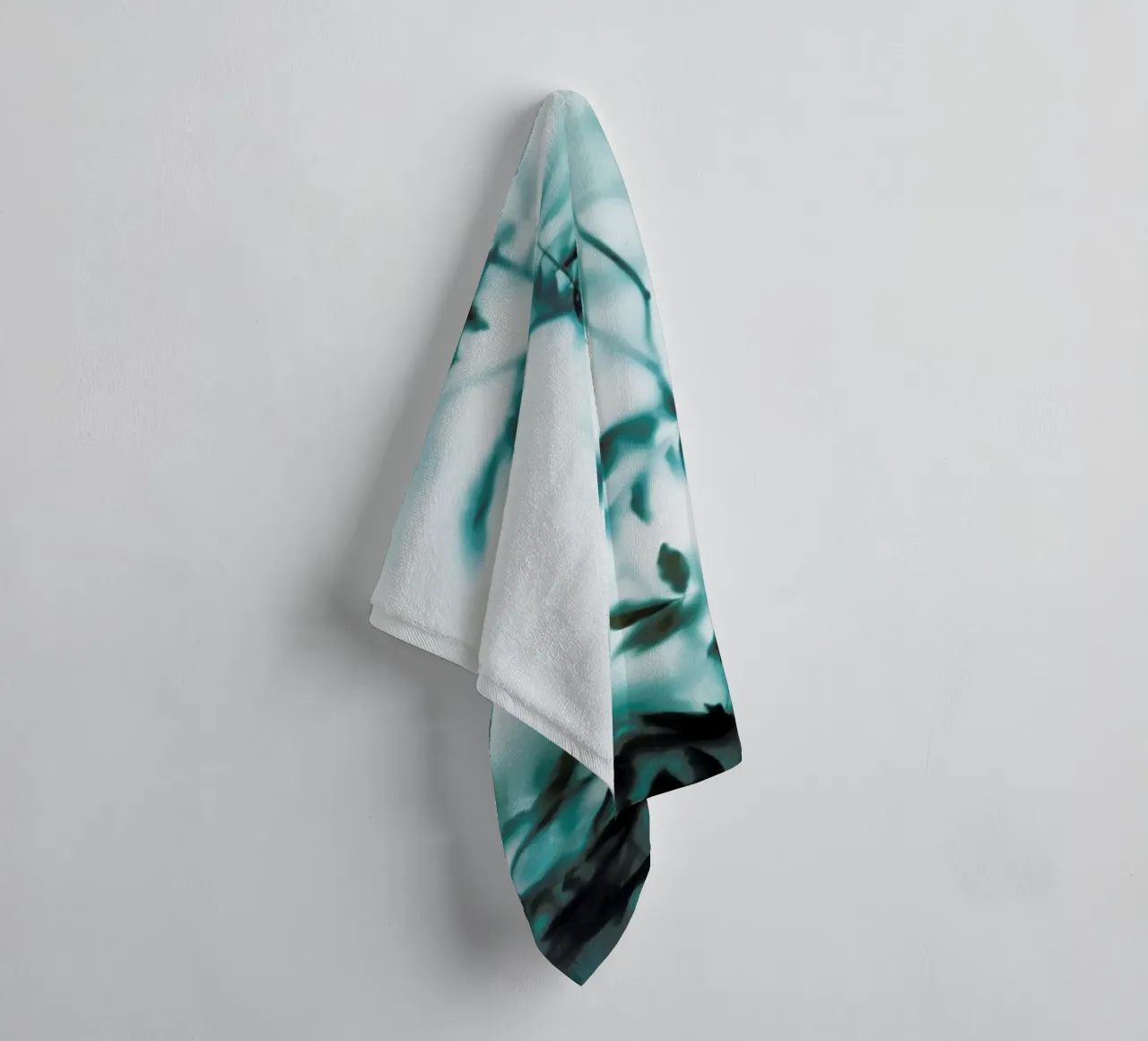 Blue Leaves On Frosted Glass towel by Sebastian Hilgetag