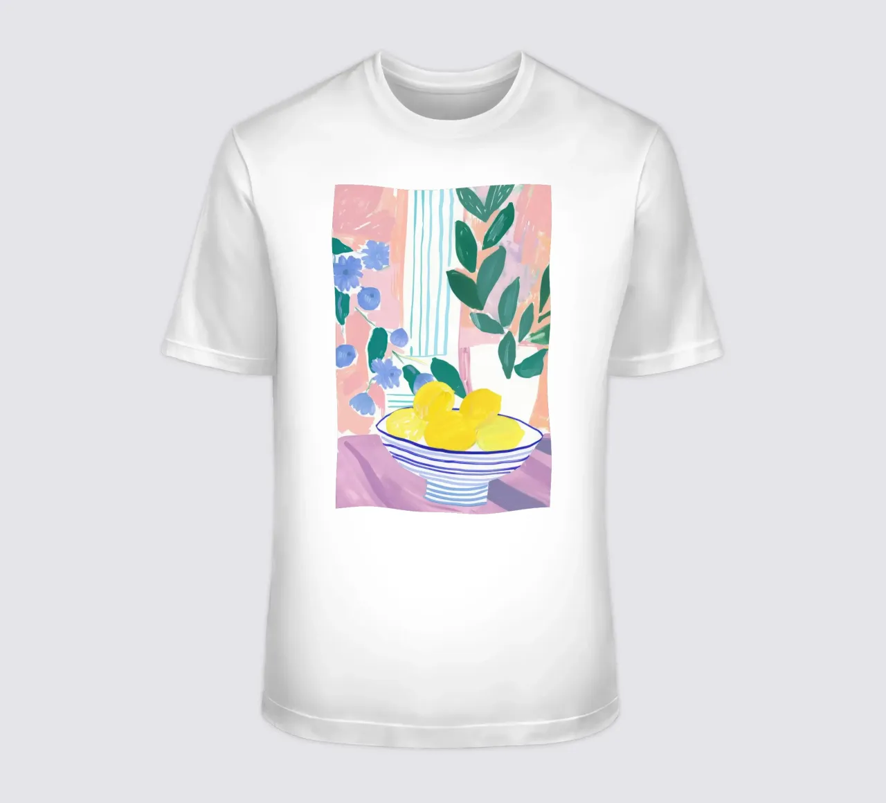 Lemon Print, Abstract Botanical Art, Pastel Wall Art t-shirt by Little Lila