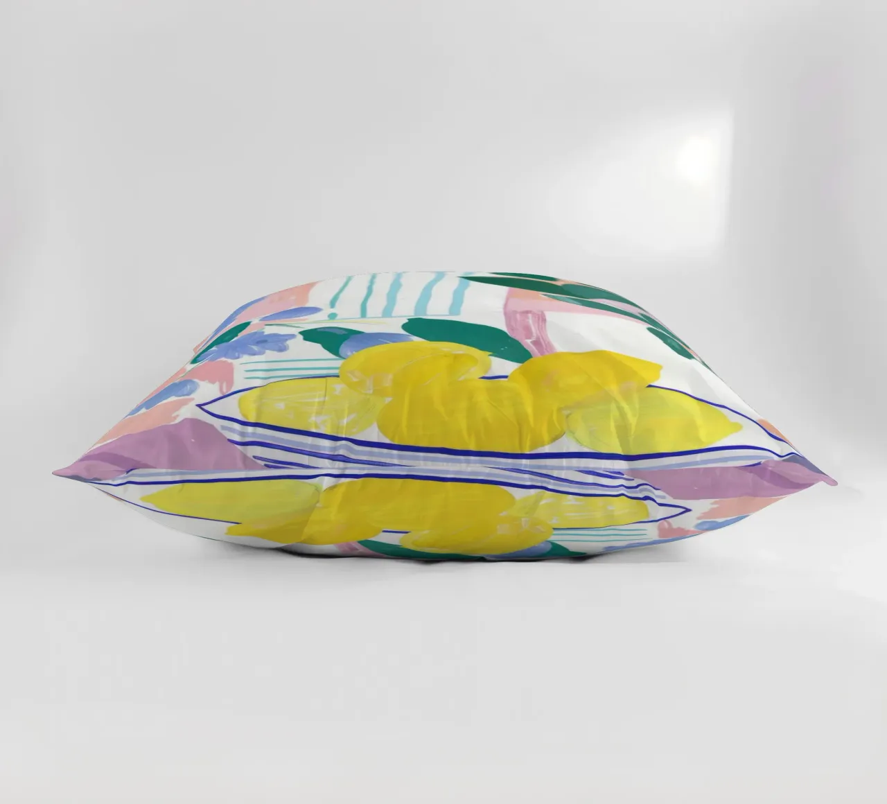 Lemon Print, Abstract Botanical Art, Pastel Wall Art decorative cushion by Little Lila