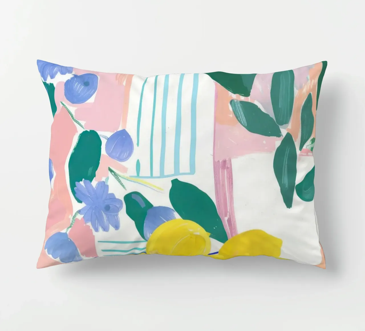 Lemon Print, Abstract Botanical Art, Pastel Wall Art decorative cushion by Little Lila