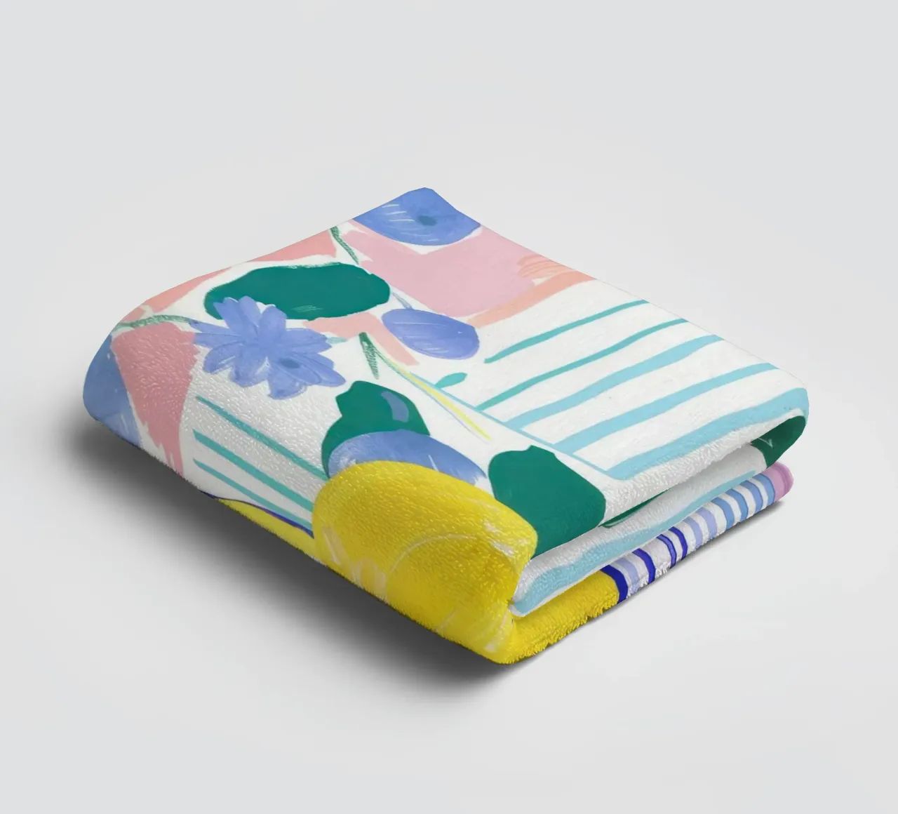 Lemon Print, Abstract Botanical Art, Pastel Wall Art towel by Little Lila