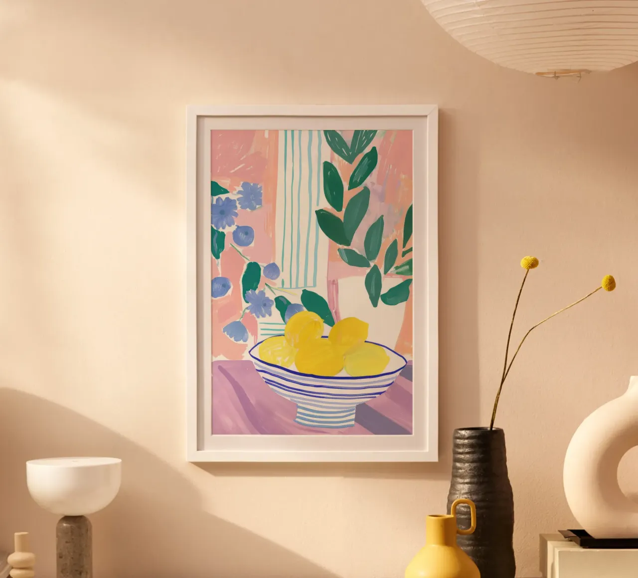 Zitrone drucken, Abstrakte Botanische Kunst, Pastell Wandkunst Hahnemühle von Little Lila