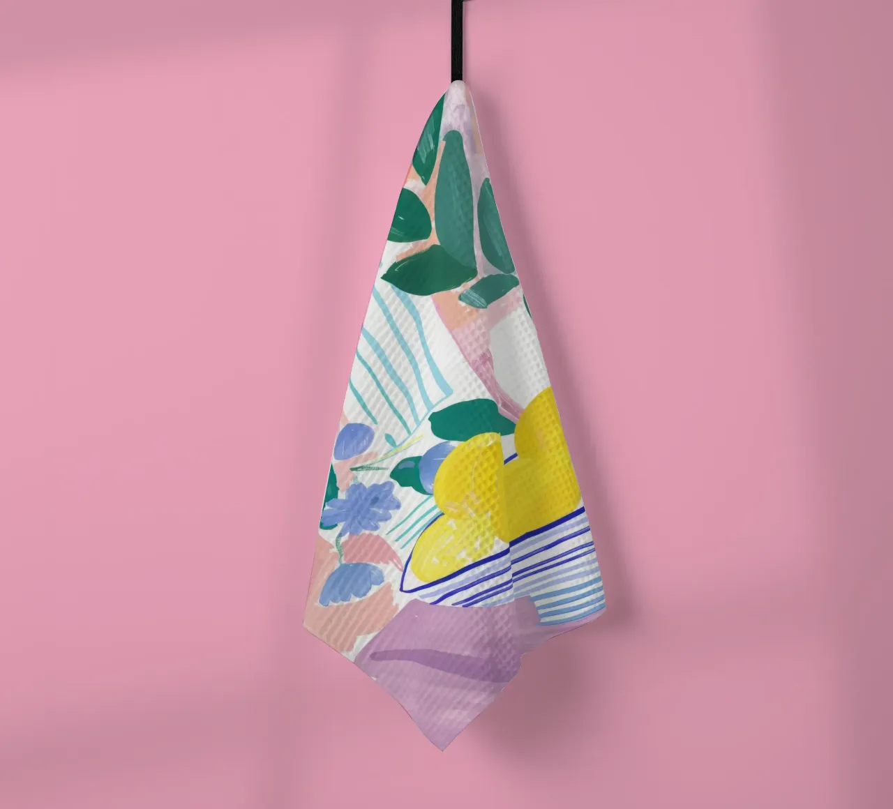Zitrone drucken, Abstrakte Botanische Kunst, Pastell Wandkunst Geschirrtuch von Little Lila