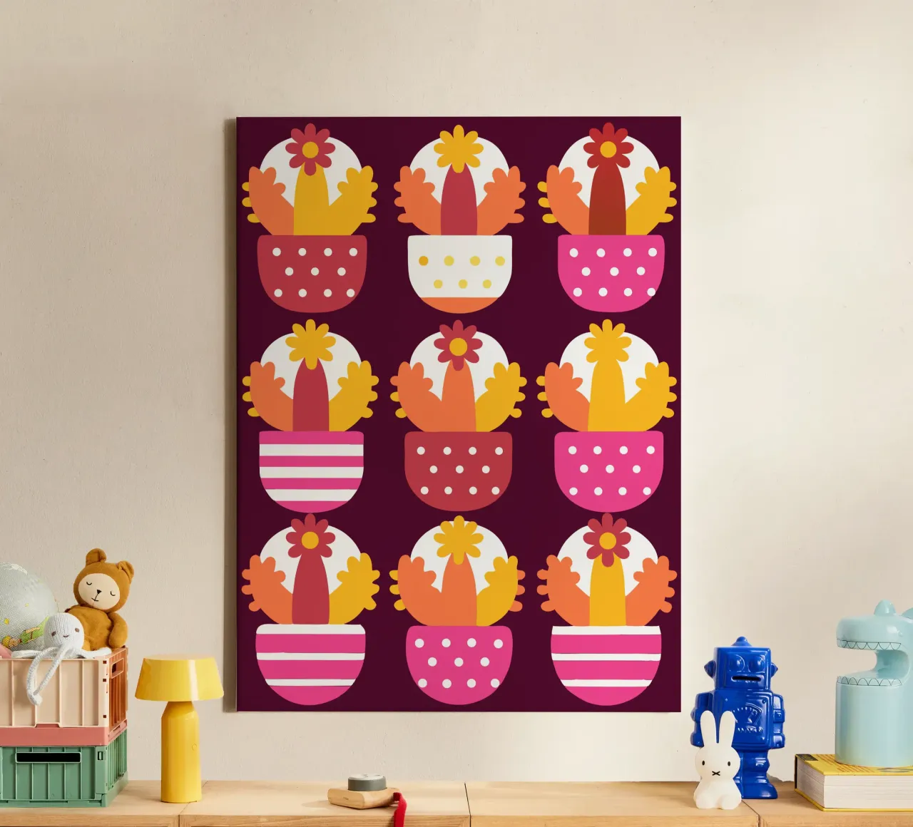 Pettern Vase Cactus canvas by FLOWER PLACE SHOP