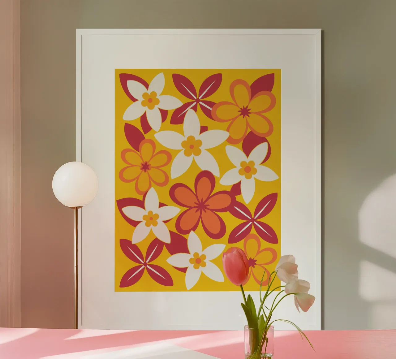Bellissimo fiore Pettern poster con telaio in legno da FLOWER PLACE SHOP