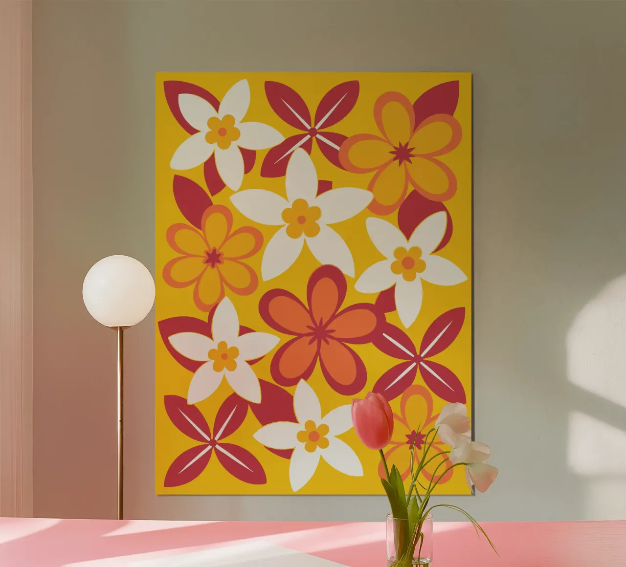 Bellissimo fiore Pettern poster con telaio in legno da FLOWER PLACE SHOP
