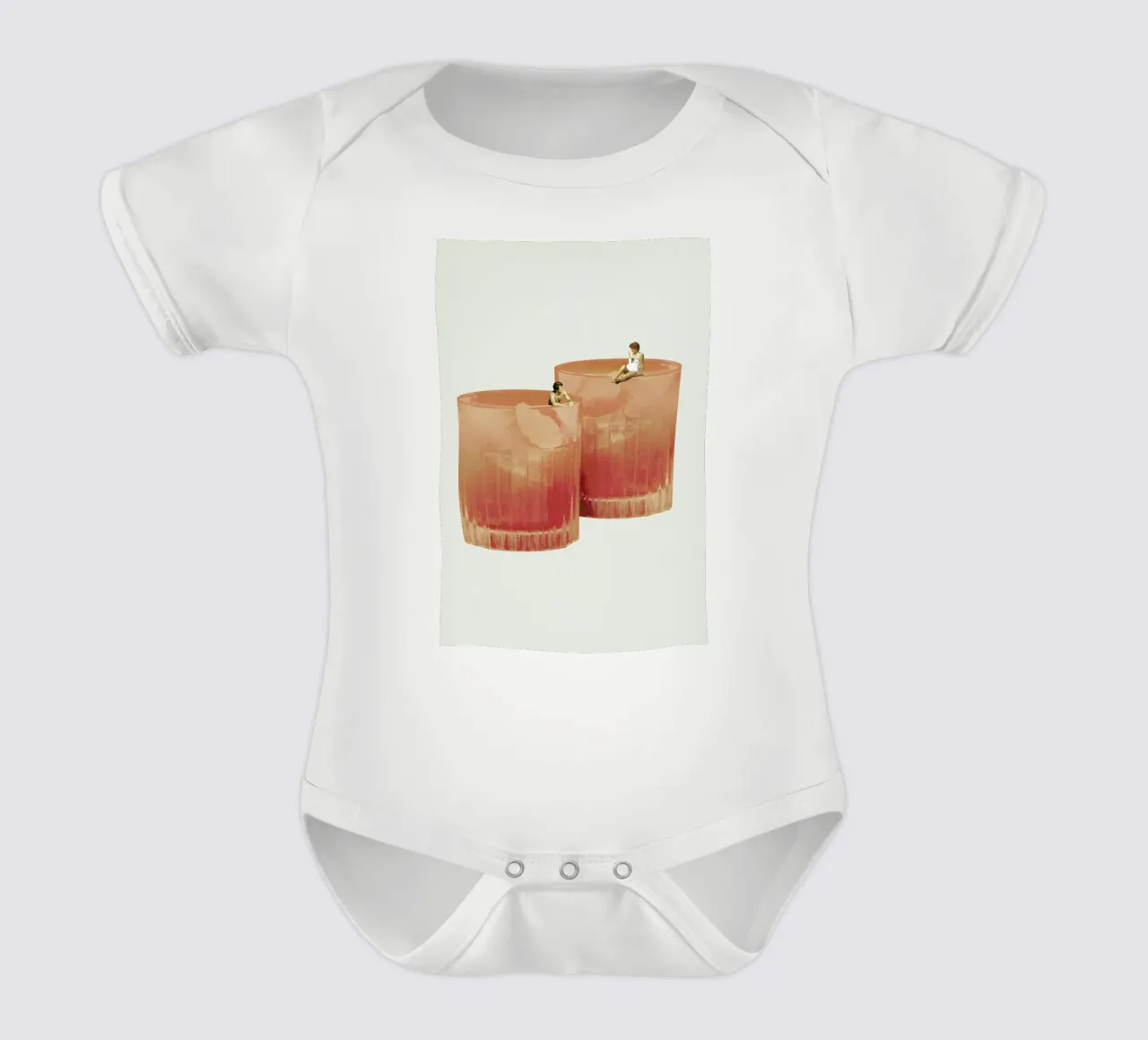 Holiday In A Glass 3 short-sleeve baby romper by Maarten Léon