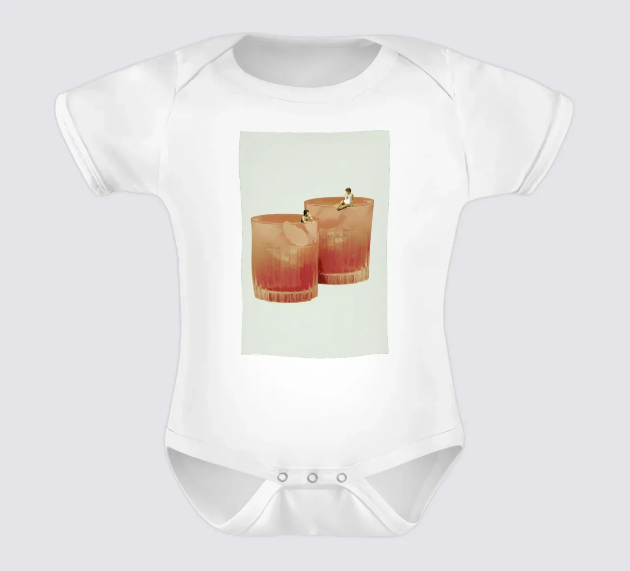 Holiday In A Glass 3 short-sleeve baby romper by Maarten Léon